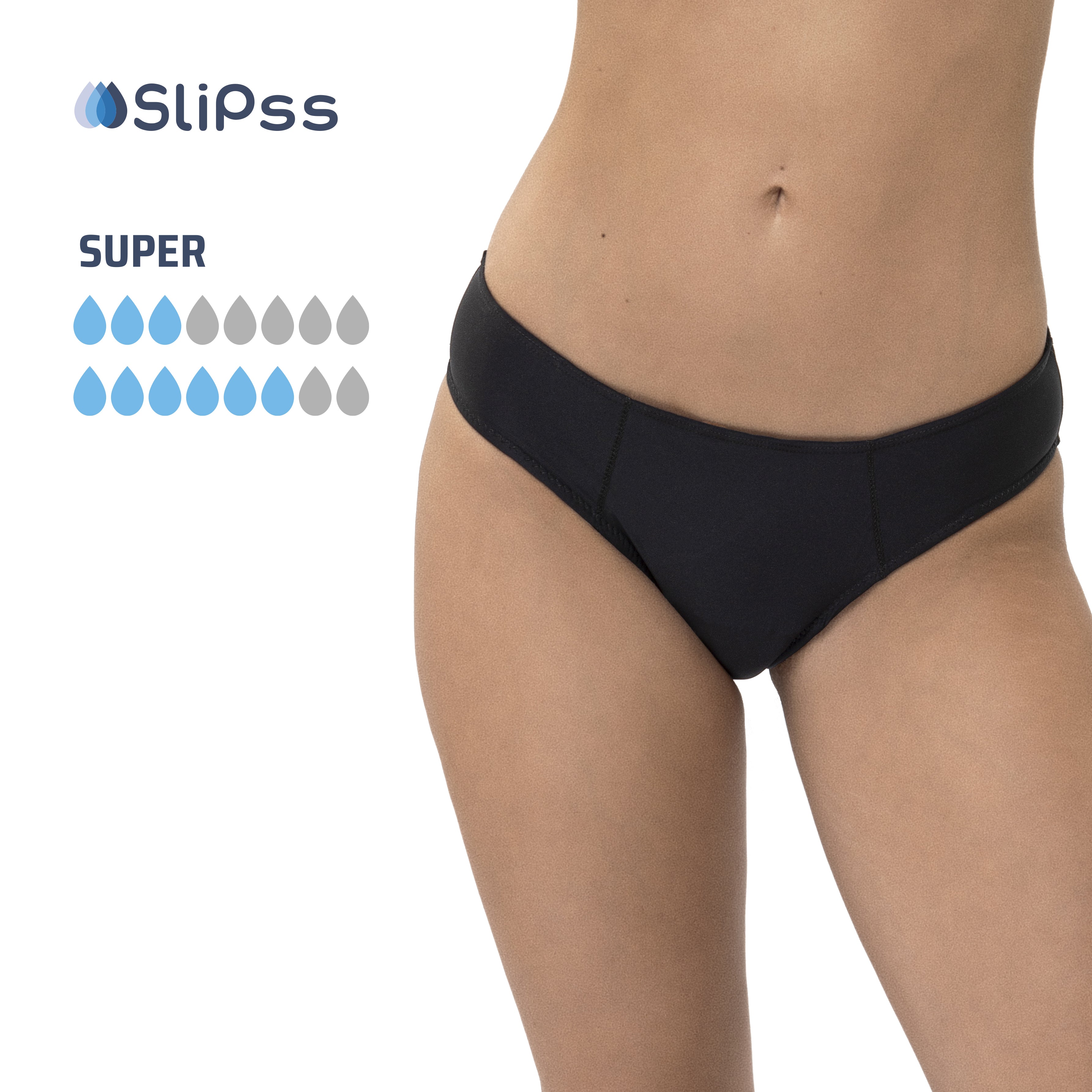 Mutandine Mestruali Modibodi - Slip Bikini Nero, Assorbenza Moderata, Protezione Giorni Leggeri E Incontinenza